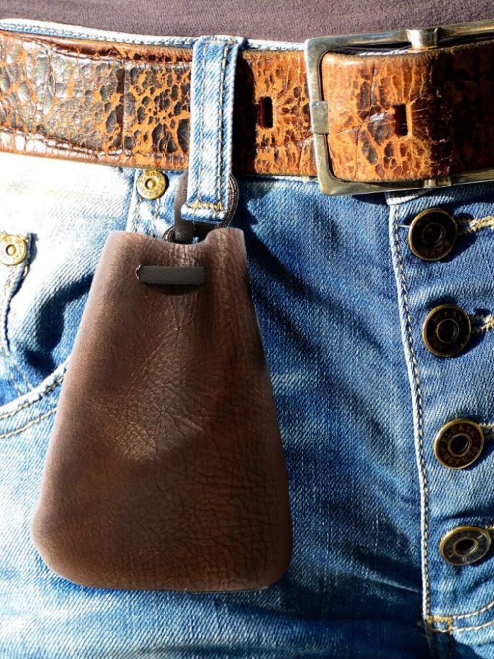 Leather Drawstring Pouch, Coin Bag, Medicine Tobacco Pouch Medieval Reenactment - Picture 5 of 7